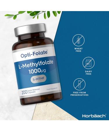 L-Methylfolate 1000ug | 200 Capsules | 5-MTHF Folate Supplement | Active Form of Folic Acid | by Opti-Folate - Buy Online on GoSupps.com