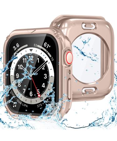 Goton 2 in 1 Waterproof Rugged Case for Apple Watch Screen Protector 40mm Series 6 5 4 SE 360 Protective Glass Face Cover Hard PC Bumper + Back Frame for iWatch Accessories 40 mm Rose Gold Rose Gold 40mm