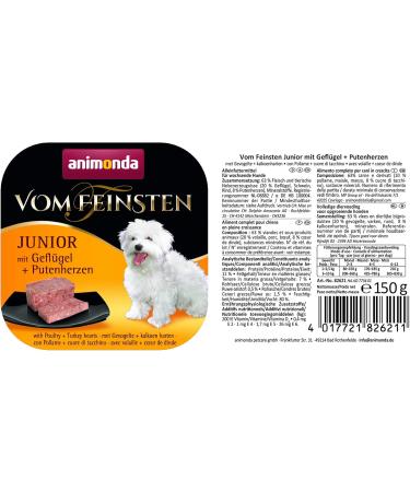 Buy Animonda Junior Wet Dog Food - Poultry & Turkey Hearts - 6 x 150g - Premium Nutrition for Growing Dogs - Buy Online on GoSupps.com