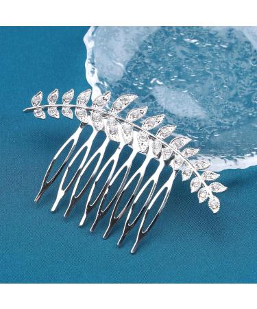 Aneneiceera Bride Wedding Crystal Hair Comb Clip Silver Hair Side Combs Leaf Hair Comb Rhinestone Headpieces Bride Hair Piece bridesmaid Hair Accessories for Women and Lady Girls(Silver) - Buy Online on GoSupps.com