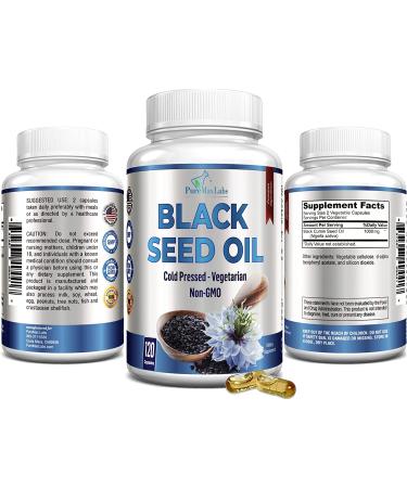 Premium Cold Pressed Black Seed Oil Capsules with Vitamin E - Hair, Skin & Immune Health - 120ct - Buy Online on GoSupps.com