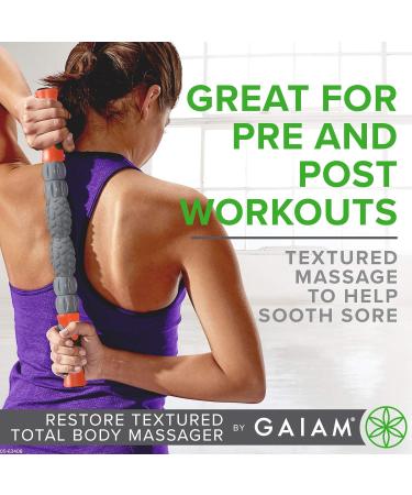 Gaiam Restore Massage Stick Roller - 18 with Comfort Grip Handles & 6 Textured Spinners | Total Body Massager for Deep Tissue Relief - Buy Online on GoSupps.com