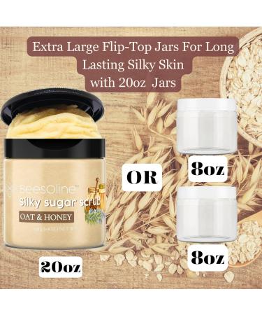 BeesOline Sugar Scrub - Premium Cane Sugar Exfoliant | 19oz Oat & Honey with Sunflower & Extra Virgin Coconut Oil - Organic Skincare for Smooth Skin - Buy Online on GoSupps.com