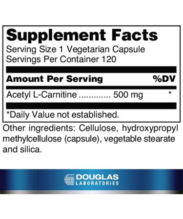 Douglas Laboratories Acetyl L-Carnitine 500mg | Promotes Brain and Nerve Health in Aging | 120 Capsules - Buy Online on GoSupps.com