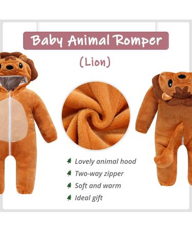 COOKY.D Unisex Winter Animal Hooded Baby Romper | 3-6 Months | Brown - Buy Online on GoSupps.com