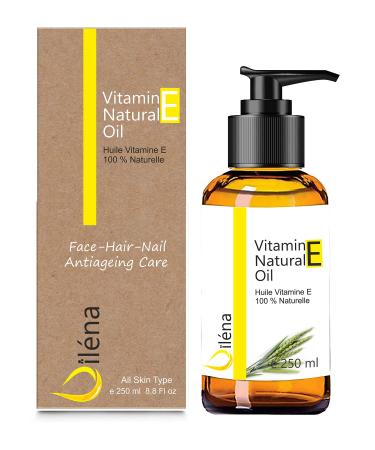 Vitamin E Oil (tocopherol) 100% natural Vegan Anti Aging Face Care Waterproof make-up remover Body and Hair Nails and Cuticles Repairing Moisturizer for Hands (250 ml)