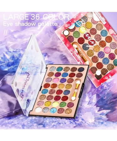 Katiluxiya 36 Colors Glitter Eyeshadow Palette White Gel Glitter Eyeshadow Pressed Powder Pink Shimmer Eyeshadow Shimmer Highlighter Metallic Eye Shadow Women Face Body Makeup Pallets 0  - Buy Online on GoSupps.com
