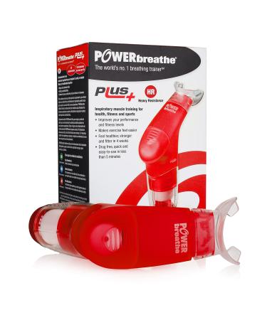 POWERBREATHE - Breathing Exercise Device, Breathing Trainer and Therapy Tool to Strengthen Breathing Muscles and Help Lung Capacity, Handheld Inspiratory Muscle Trainer  Red, Heavy Resistance