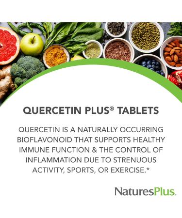 NaturesPlus Quercetin Plus with Vitamin C & Bromelain - 90 Vegetarian Tablets - Allergy Relief Supplement - Immune Antioxidant & Anti-Inflammatory Support - Gluten Free - 45 Servings - Buy Online on GoSupps.com