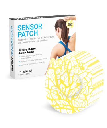 Trueetape sensorpatch - plaster for freestyle librre 1 2 & 3 |Skin -friendly waterproof strong adhesive power & changeable at any time |15 pieces (Yellow Jungle)
