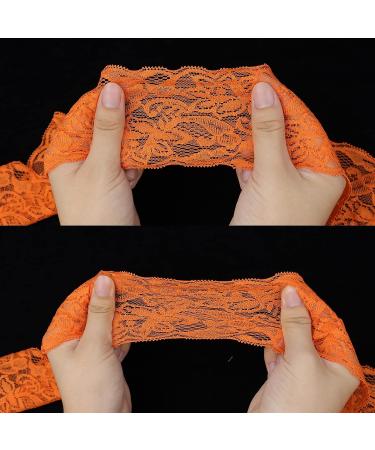 Elastic Lace Trim 10 Yards - Orange Floral Pattern Stretchy Lace Ribbon for Sewing, Garments, Crafts, and Gift Wrapping - Buy Online on GoSupps.com