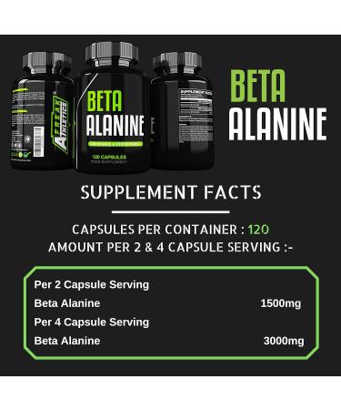 Beta Alanine 1500mg - 120 Capsules Amino Acid Supplement for Men & Women - Buy Online on GoSupps.com