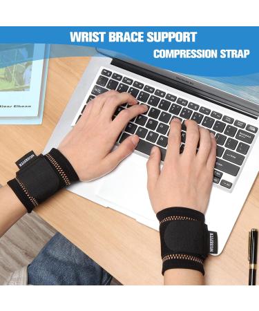 Buy Copper Wrist Brace with Strap - 2 Pack for Arthritis Relief & Sports Support | Medium Size - Buy Online on GoSupps.com