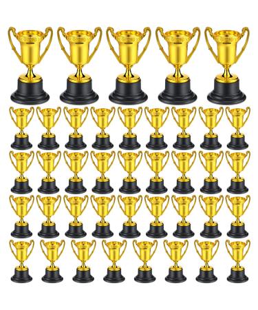 Pack of 40 Golden Award Trophy Cups Plastic Gold Trophies Mini Awards and Trophies Kids Classroom School Rewards Sports Tournament Winning Prizes for Boy Girl Football Soccer Baseball Party Favor Prop