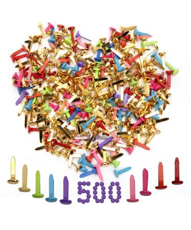 500Pcs Mini Brads for Crafts, Winspeed Colorful Metal Brads for Scrapbooking Brads, Decorative Paper Fastener Brads for Crafting School DIY Thumbtacks (8 * 18mm)