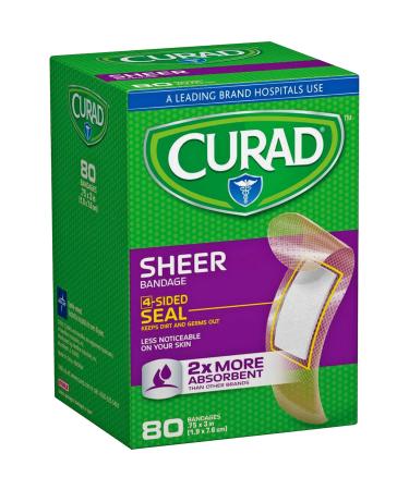 Medline Industries CUR02279 Sheer Adhesive Bandages 3/4 in.x3 in. 80/PK
