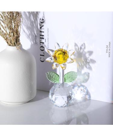 Qianwei Crystal Sunflowers Figurine with Vase - Sunflower Gifts Bouquet Collectible Figurines Crystal Office Home Decor Paperweight - Glass Sun Flower for Women Mom Bestfriend Wedding Anniversary Clear Crystal Sunflower - Buy Online on GoSupps.com