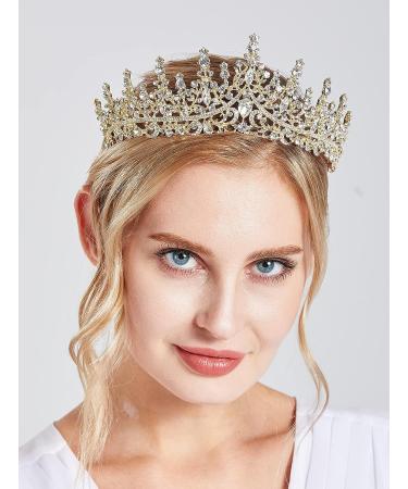 SH Gold Queen Crown for Women - Rhinestone Wedding Tiara Headband - Buy Online on GoSupps.com