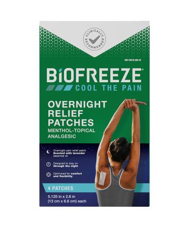 Biofreeze Menthol Overnight Pain Relief Patches (4 Per Box) -Topical Analgesic Pain Relief for Sore Muscles Arthritis Backache Strains Bruises Sprains and Joint Pain (Package May Vary)