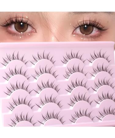 Manga Lashes Natural Look Anime False Eyelashes Wispy Fluffy Spiky Fake Lashes Cosplay Korean Japanese Asian Lashes Pack 10 Pairs Faux Mink Lashes Full Volume - Buy Online on GoSupps.com