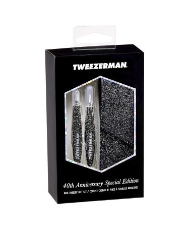 Tweezerman 40th Anniversary Mini Slant & Point Tweezer Set with Case - Precision Brow and Hair Removal Tool - Buy Online on GoSupps.com