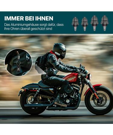 Reusable Ear Plugs for Motorcyclists - Wind Noise Reduction | 2 Pairs in 2 Sizes - Cool Black Hearing Protection - Buy Online on GoSupps.com
