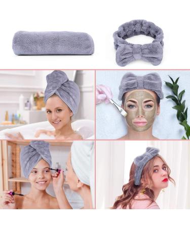 ACKSONSE HAARTURBAN 2-Piece Quick-Dry Microfiber Turban Towel Set for Women - Perfect for Long Hair - Gray Bandanas Included - Buy Online on GoSupps.com