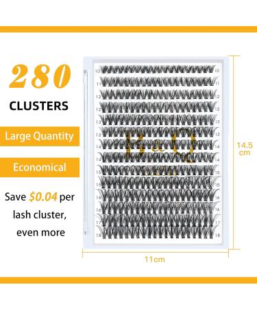 280 PCs Individual Eyelashes 40D-07C-14 | Volume Lash Extensions for Beginners | 14mm Cluster Lashes - Buy Online on GoSupps.com