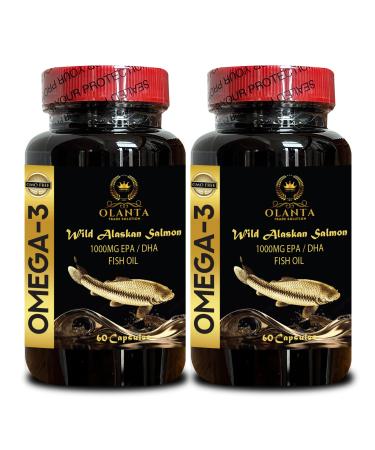 Fish Oil Premium - Fish Oil Supplements Pure Immune System Booster Fish Oil Supplement with High-Potency EPA DHA Fatty Acids from Wild Caught Fish 2 Bottles 120 Capsules