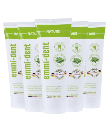 Emmi-Dent Ultrasound toothpaste "Nature" I ideal for sensitive teeth and gums I free of fluoride microplastics & nanomaterials i vegan & gluten-free i 5x 75 ml nature 75 ml (5 Pack)