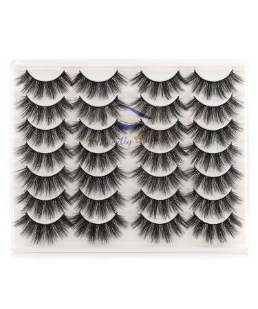 Newcally Lashes 20MM Dramatic Faux Mink False Eyelashes Pack - 14 Pairs Wispy Long Thick Fluffy Strip Eye Lashes - C-DRAMA - Buy Online on GoSupps.com