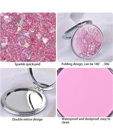 JIABEIUS Compact Mirror Magnifier - Quicksand Pink | Portable Folding Mirror for Purses - Buy Online on GoSupps.com