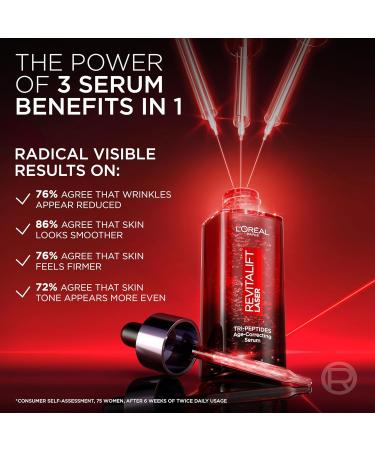 L'Or al Paris L Or al Paist XXL TriPeptide Serum reinforcing and filling antiageing facial serum 3in1 effect with argireline peptides hyaluronic acid & vitamin C Revit Laser Amazon Excluster 1 x 50 ml - Buy Online on GoSupps.com