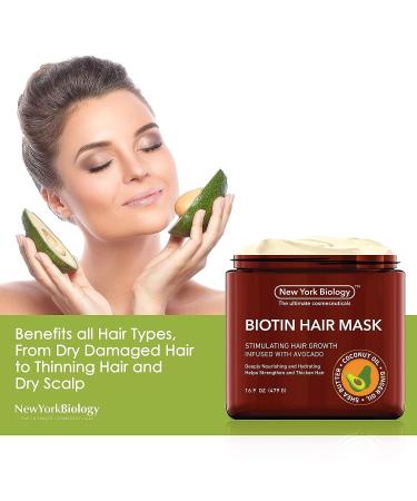 Biotin Hair Mask with Avocado | 3X Deep Conditioning | Restores Hair, Reduces Hair Loss, and Fights Frizz | 16 Oz - Buy Online on GoSupps.com