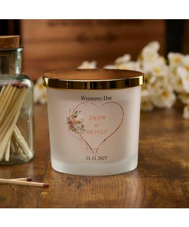 Personalised Large Double Wick Wedding Candle Gift with Rose Gold Heart (Fresh Cotton) - Buy Online on GoSupps.com