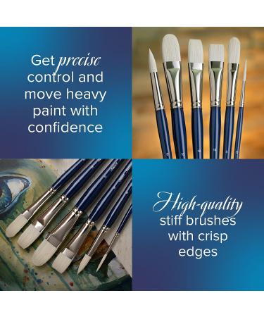 Silver Brush BR-1940 Bristlon Versatile Variety Set - Set of 4 Round, Flat, Bright, and Filbert Brushes in Size 6 - Long Handle - Buy Online on GoSupps.com