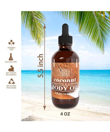 Dead Sea Collection Body Oil for Dry Skin | Coconut & Vitamin E Moisturizer | Anti-Aging Skin Elasticity Support (4 fl.oz) - International Shipping Available - Buy Online on GoSupps.com