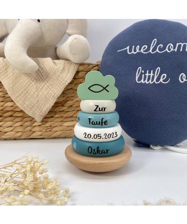 Personalized Baptism Gifts | Custom Wooden Stacked Tower for Boys & Girls | Unique Baptismal Keepsake - Buy Online on GoSupps.com