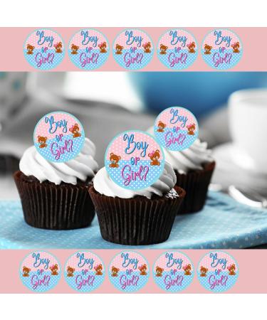24 x PRECUT Boy Or Girl Baby Shower Cupcake Topper Gender Reveal Edible Wafer Paper Cake Decoration - Buy Online on GoSupps.com