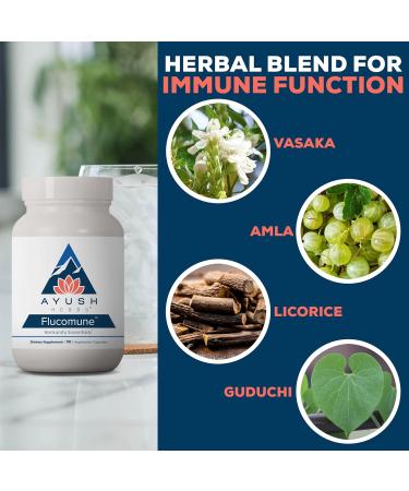 Ayush Herbs Flucomune - Immune Support Supplement Sinus Support for Women & Men Herbal Lung & Respiratory Balance for Adults - 90 Vegetarian Capsules (1 Count) - Buy Online on GoSupps.com