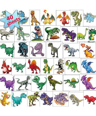 Tazimi 40 PCS 3D Dinosaur Temporary Tattoos for Kids -Dinosaur Waterproof Tattoo for Boys Dinosaur Tattoos Birthday Party Favors for Boys and Girls Dinosaur Party Decoration