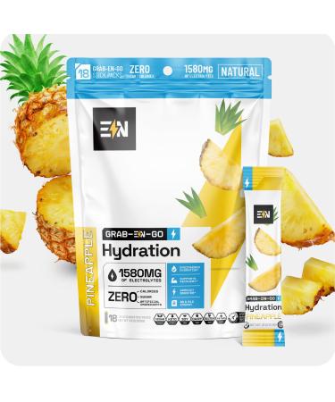 Engineered Nutrition Sugar-Free Electrolyte Powder Packets - Pineapple Flavor - Keto Hydration Packets w/Magnesium Potassium & Sodium - Zero Calorie Vegan Non-GMO Gluten-Free - 18 Single Servings Pineapple 18 Count
