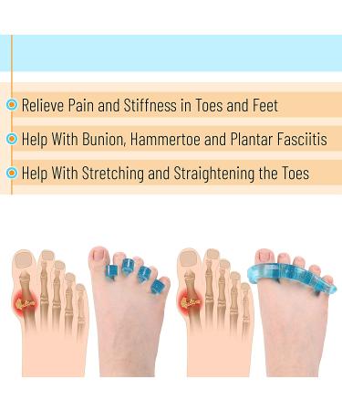 ToePal Gel Toe Separator - 2 Pairs | Toe Spacers, Straightener, Spreader, Stretcher, Corrector for Men and Women - Bunion Corrector Included - Buy Online on GoSupps.com