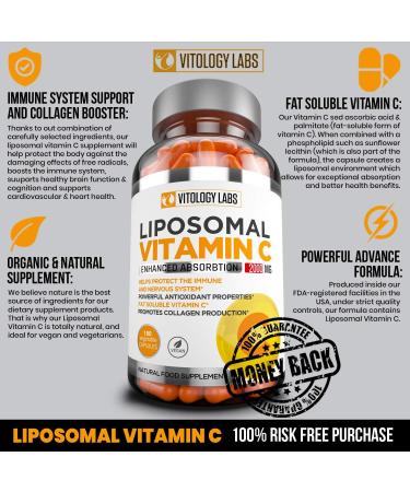 Premium Liposomal Vitamin C 2000mg - High Absorption Ascorbic Acid - Immune Support & Collagen Booster - 180 Capsules - Buy Online on GoSupps.com
