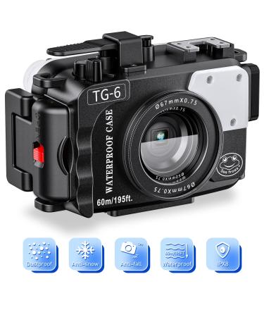 Seafrogs Underwater Camera Housing Compatible with Olympus Tough TG-6 196FT/60 Metre Diving Depth IPX8 Professional Underwater Camera Diving Housing (Black) Schwarz