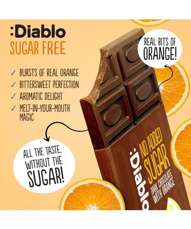  Diablo Diablo Dark Chocolate Bar with Orange | No Added Sugar Gluten-Free | Suitable for Diabetics | Perfect for Gifting | 75g - Buy Online on GoSupps.com