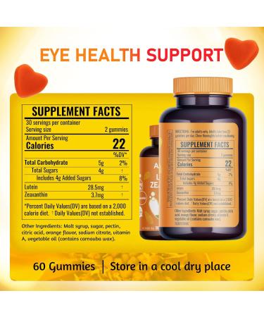 Angtai JN Lutein Gummies Eye Health Supplement with Zeaxanthin & Vitamin A Blue Light Protection Orange Flavor Supports Vision Care for Adults Vegan Non-GMO Gluten Free (60 Count) - Buy Online on GoSupps.com