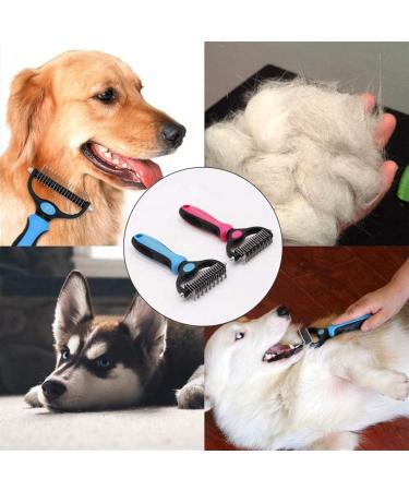 Pet Cat brush & Dog brush Double sided De-Matting De-shedding Rake for medium to long hair - Professional Grooming Tool for Tangle-Free Fur comes with a Bonus FREE stainless steel Comb (Blue) - Buy Online on GoSupps.com