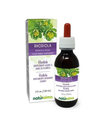 Naturalma Rhodiola rosea (Sedum roseum) Root Alcohol-Free Tincture 4 fl oz Liquid Extract in Drops | Herbal Supplement | Vegan | Product of Italy Alcohol-free 4 Fl Oz (Pack of 1)