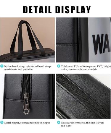 3 Pcs Waterproof Clear Toiletry Travel Bags Set - Women's Portable Black Cosmetic Makeup Wash Bags | Large Toiletries Organizer Kit - Buy Online on GoSupps.com